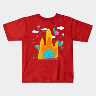 Fire and Flowers in the sky Kids T-Shirt